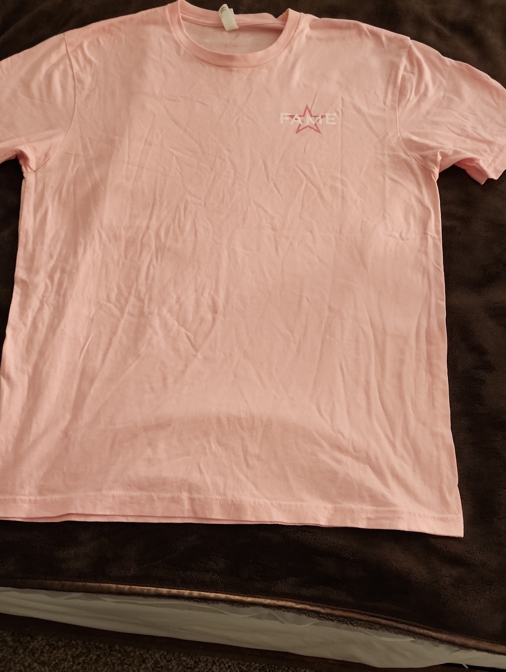Next Level Apparel Pink Tee with 'FAME' Star Logo From Paco Rabanne Perfums